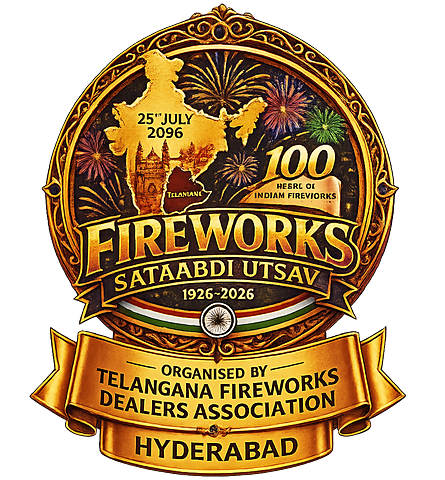 Fireworks Sataabdi Utsav 1926-2026 emblem - Telangana Fireworks Dealers Association, Hyderabad